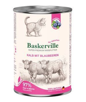 Вологий корм для кошенят Baskerville Телятина з чорницею (800 г) 1703 фото