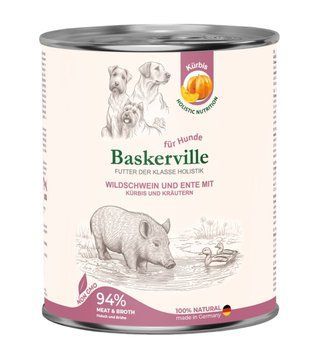 Вологий корм для собак Baskerville Кабан та качка з гарбузом та зеленню (800 г) 1706 фото