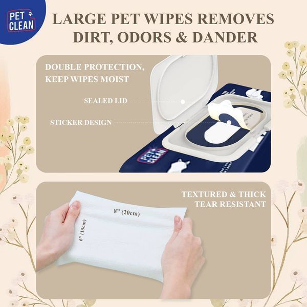 Серветки вологі Pet Clean PET GROOMING POUCH зволожуючі для грумінгу домашніх тварин з легким ароматом квітучої японської вишні (100 шт / уп) 1115 фото