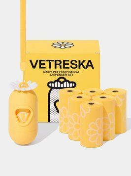 Набір біорозкладних пакетів 7 рулонів Vetreska-Daisy з ароматом ромашки + диспенсер 1010 фото