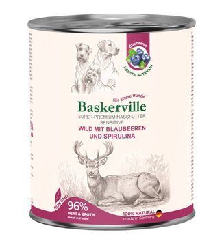 Вологий корм для собак з чутливим травленням та літніх собак Baskerville Оленина з чорницею та спіруліною (800 г) 1707 фото