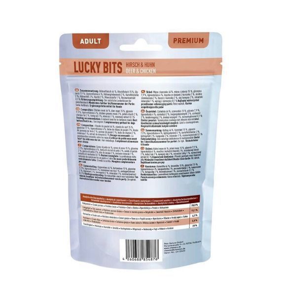 Натуральні ласощі з мʼяса Курки та Оленини Chewies Lucky Bits для дорослих собак 1268 фото
