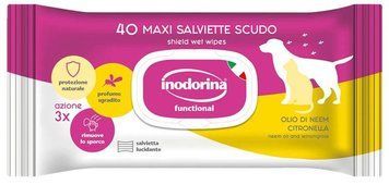 Inodorina Functional Neem Oil & Lemongras - Вологі серветки з олією дерева Нім та лемонграсом для додаткового захисту від кліщів та бліх (40 шт / упаковка) 1445 фото