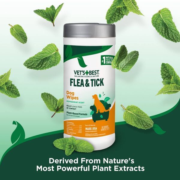 Вологі серветки від бліх та кліщів для собак та котів Vet's Best Flea Tick Wipes 114 фото
