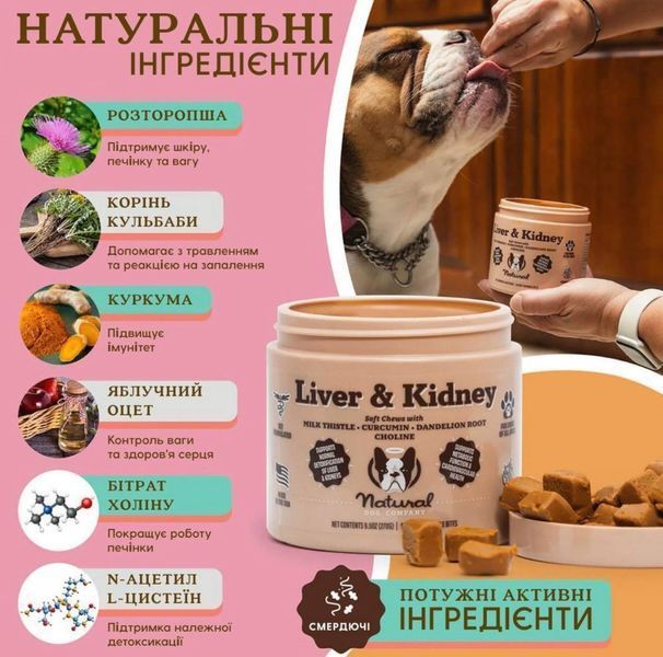 Вітамінний комплекс для печінки та нирок Liver & Kidney Supplement Natural Dog Company (90 шт / уп) 1339 фото