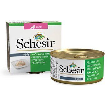 Schesir Chicken Aloe Puppy - курка з алое в желе натуральні консерви для цуценят, вологий корм, банка (150 г) 1079 фото