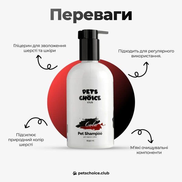 Шампунь для чорної та темної шерсті собак | BLACK COAT SHAMPOO Pets Choice Club (350 мл) 1564 фото