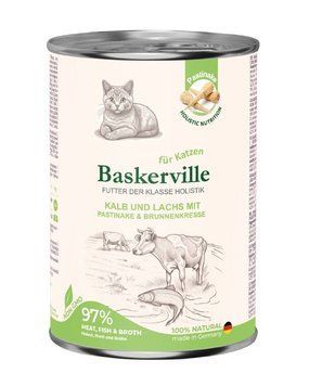 Вологий корм для котів Baskerville Телятина та лосось з пастернаком і крес-салатом (400 г) 1700 фото